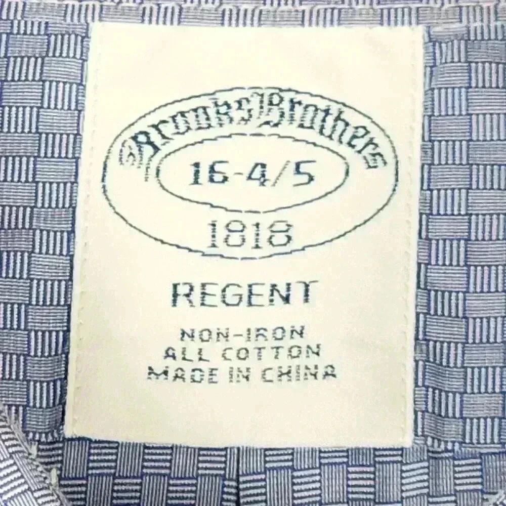 Brooks Brothers Mens Regent Dress Shirt Sz 16 4-5 Non Iron Blue‎ Micro Geometric - Picture 3 of 16